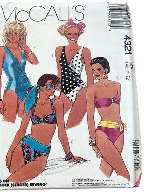 McCall's 4321 Swimsuit Vintage Sewing Pattern Size 12 Uncut